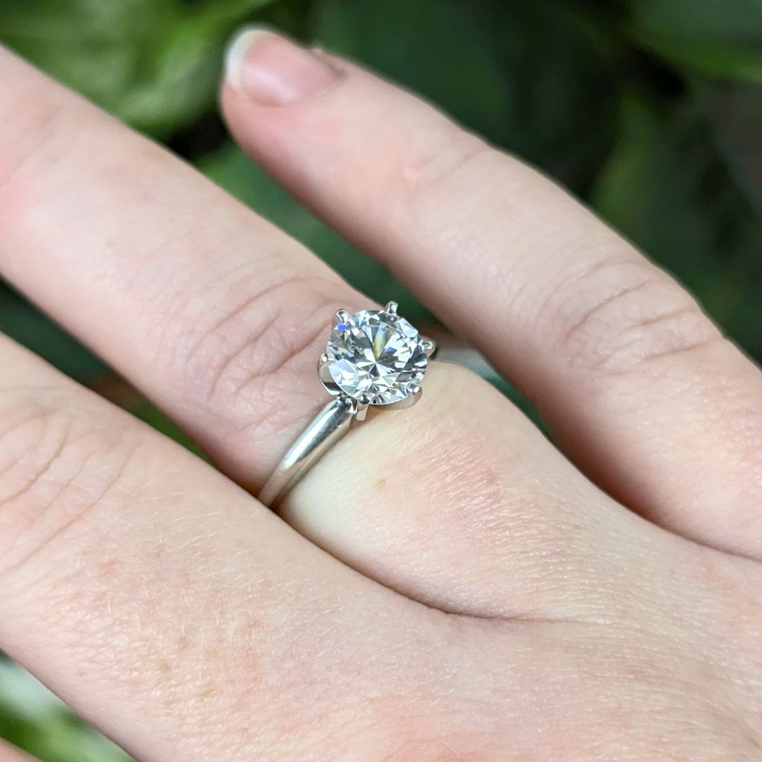 Vintage 14K White Gold Goshenite (White Beryl) Solitaire Engagement Ring - Size 6.5