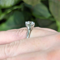 Vintage 14K White Gold Goshenite (White Beryl) Solitaire Engagement Ring - Size 6.5