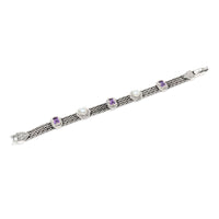 ANATOLI Signed Sterling Silver (.925) Multi-Strand 7" Amethyst Pearl Bracelet