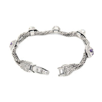 ANATOLI Signed Sterling Silver (.925) Multi-Strand 7" Amethyst Pearl Bracelet