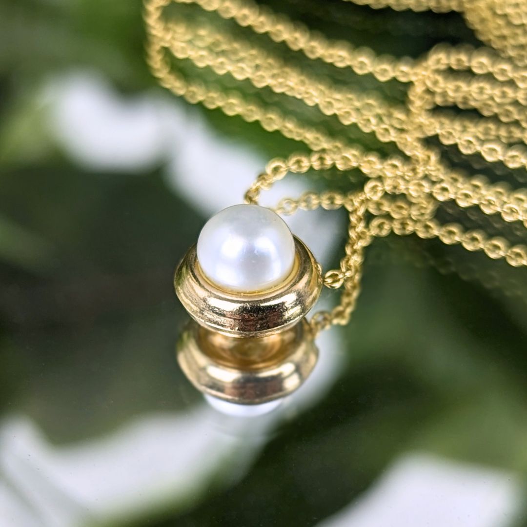 14K Gold Mabe Pearl 16.25" Slide Pendant Necklace, 1.2mm Italian Cable Chain