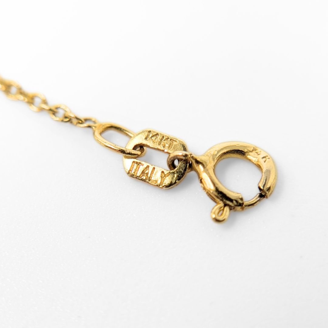 14K Gold Mabe Pearl 16.25" Slide Pendant Necklace, 1.2mm Italian Cable Chain