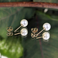 Vintage IPS Imperial Syndicate 14K Gold 6.2mm Cultured Pearl Stud Earrings