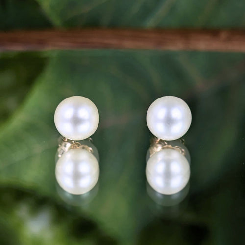 Vintage IPS Imperial Syndicate 14K Gold 6.2mm Cultured Pearl Stud Earrings