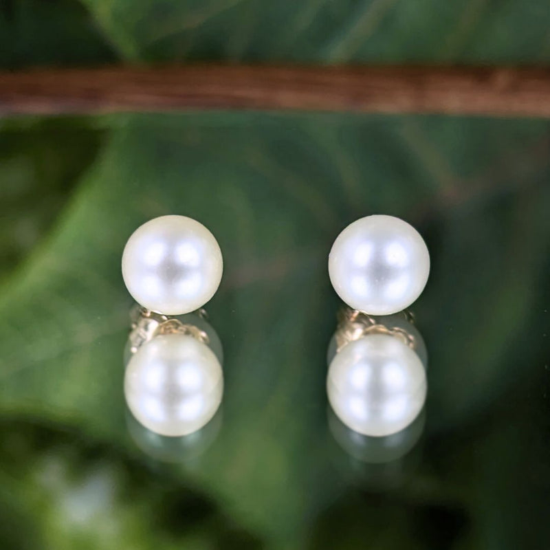 Vintage IPS Imperial Syndicate 14K Gold 6.2mm Cultured Pearl Stud Earrings