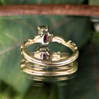 Vintage 14K Yellow Gold Emerald Cut Ruby Ring- Size 6 1/8