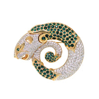Vintage Swarovski Signed Coiled Serpent Panther Brooch