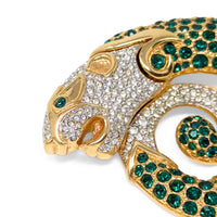 Vintage Swarovski Signed Coiled Serpent Panther Brooch