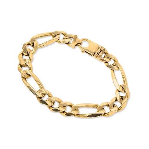 Vintage ACCO Italian 13K Yellow Gold 9.25" Figaro Link Bracelet (57.8g)