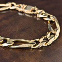 Vintage ACCO Italian 13K Yellow Gold 9.25" Figaro Link Bracelet (57.8g)