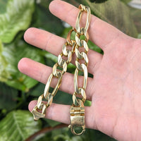 Vintage ACCO Italian 13K Yellow Gold 9.25" Figaro Link Bracelet (57.8g)