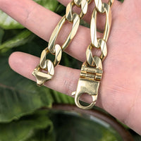 Vintage ACCO Italian 13K Yellow Gold 9.25" Figaro Link Bracelet (57.8g)
