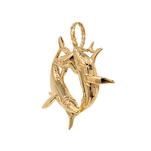 Vintage 1988 Michael Anthony 13K Yellow Gold Humpback Whale Pendant, 8.5g