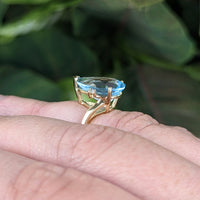 Clyde Duneier CID 14K Gold Pear Blue Topaz Diamond Ring XRF Verified Sz -4.5