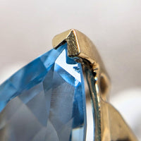 Clyde Duneier CID 14K Gold Pear Blue Topaz Diamond Ring XRF Verified Sz -4.5