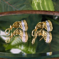 CASSIS 17K Gold, Black Onyx & Diamond Huggie Hoop Omega Earrings, 18.3g
