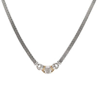 Pangborn Design Sterling Silver/14K Gold 0.32ctw Diamond Mesh Necklace, 18.25"