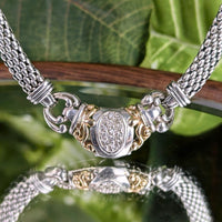 Pangborn Design Sterling Silver/14K Gold 0.32ctw Diamond Mesh Necklace, 18.25"