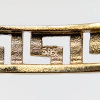 14K Yellow Gold Greek Key Hoop Earrings, Pierced/Cutout, 33mm 7.2g