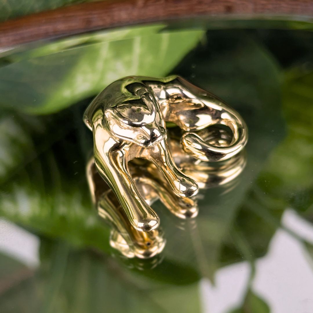 OTC Italy Vintage 14K Gold Panther Jaguar Slide Pendant, 3.6g