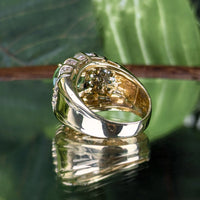 Estate 17K Gold AAA Green Amethyst Baguette Diamond Cocktail Ring, 10.66g