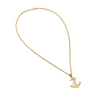 10K Yellow Gold Textured Anchor Pendant Necklace, 18", 2.4mm Rope Chain