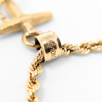 10K Yellow Gold Textured Anchor Pendant Necklace, 18", 2.4mm Rope Chain