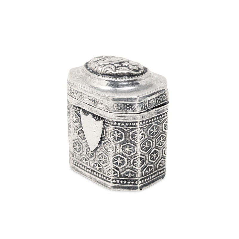 Antique 19th c. Dutch Silver Peppermint Scent Box, Hand Chased Repousse