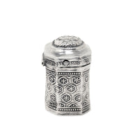 Antique 19th c. Dutch Silver Peppermint Scent Box, Hand Chased Repousse
