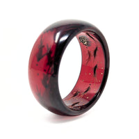 Vintage Cherry Juice Red Bakelite Reverse Carved Bangle, Fish/Aquarium Motif