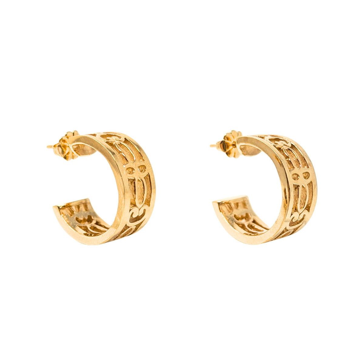 B.A. Ballou 14K Solid Gold Colonial Williamsburg CW Cypher Hoop Earrings