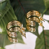 B.A. Ballou 14K Solid Gold Colonial Williamsburg CW Cypher Hoop Earrings