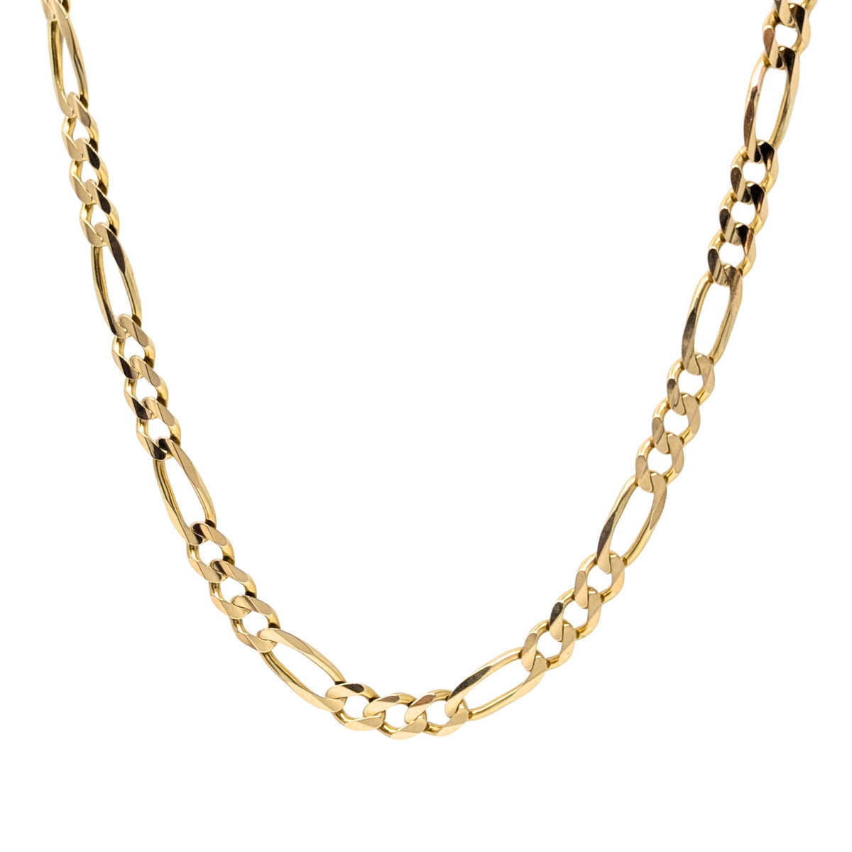 Italian Made 13K Solid Gold 20.5" Figaro Chain Necklace - 69g, 9.6mm Links