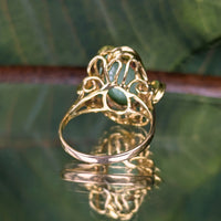 Vintage 14K Gold Green Jadeite Jade Cocktail Ring - Size 5 1/8 - 3.91g