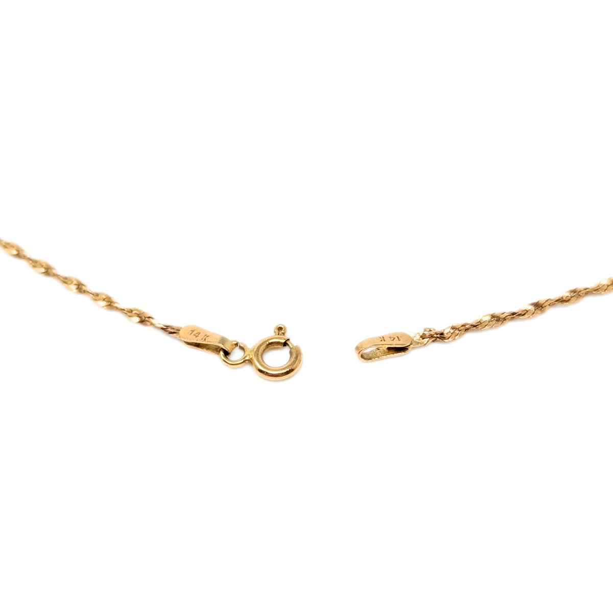 Vintage 14K Gold 9.6mm Pearl & Diamond Pendant on 20" Twisted Bismarck Chain