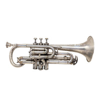 Antique Henri Gautier Virtuoso Cornet 1910s Bohland and Fuchs Silverplate W/ Case