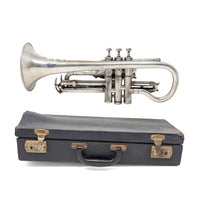 Antique Henri Gautier Virtuoso Cornet 1910s Bohland and Fuchs Silverplate W/ Case