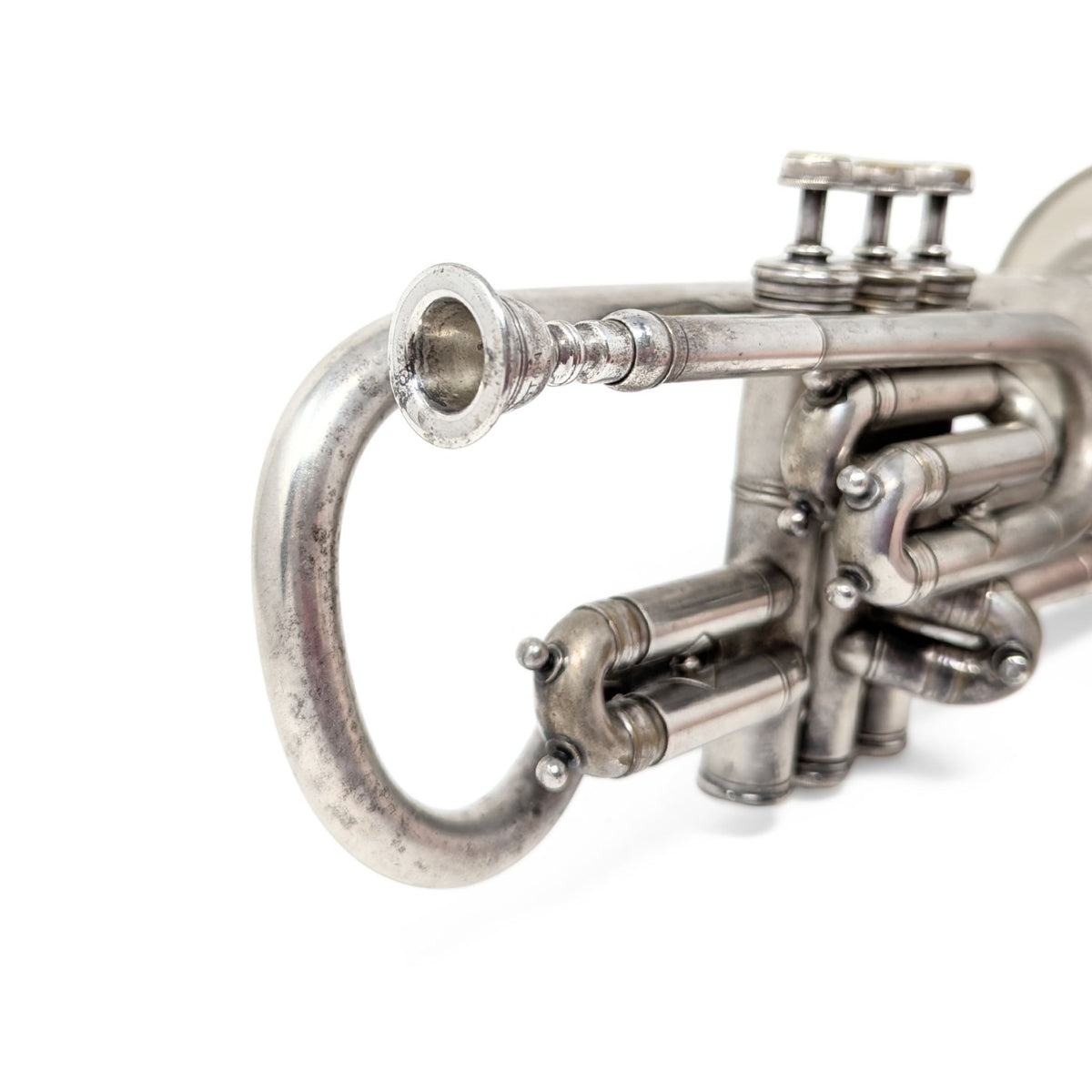 Antique Henri Gautier Virtuoso Cornet 1910s Bohland and Fuchs Silverplate W/ Case