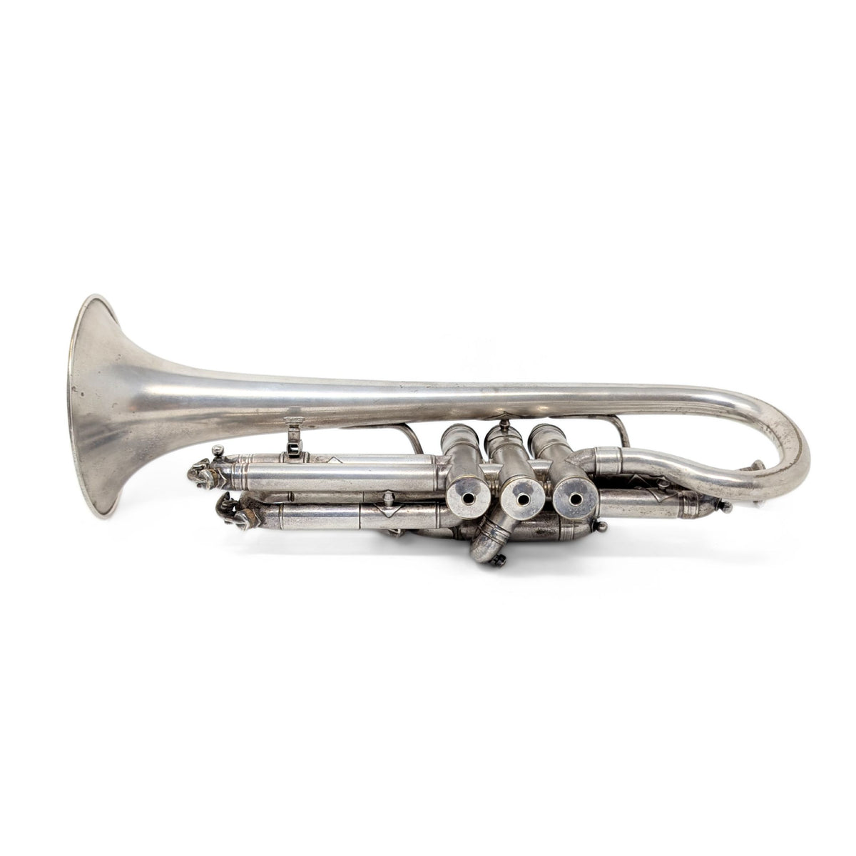 Antique Henri Gautier Virtuoso Cornet 1910s Bohland and Fuchs Silverplate W/ Case
