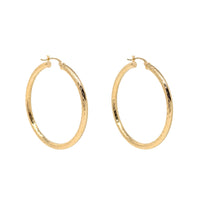 Vintage 14K Yellow Gold 43mm Diamond-Cut Hoop Earrings - Mint Condition
