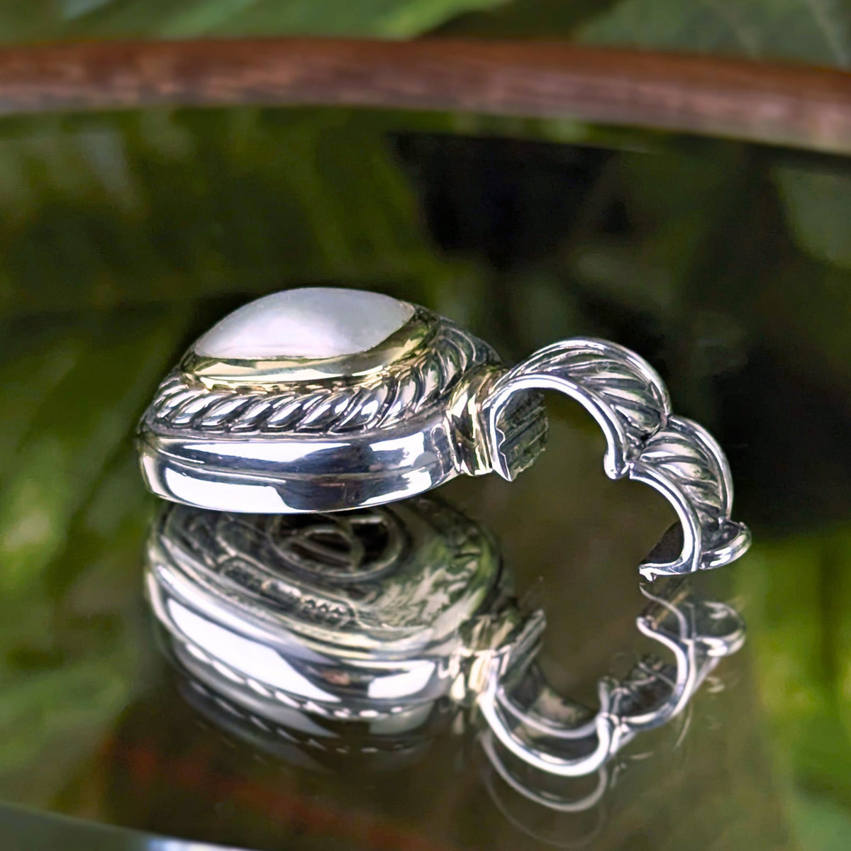 David Yurman Albion .925 Silver & 14K Gold Mabe Pearl Enhancer Pendant, 14mm