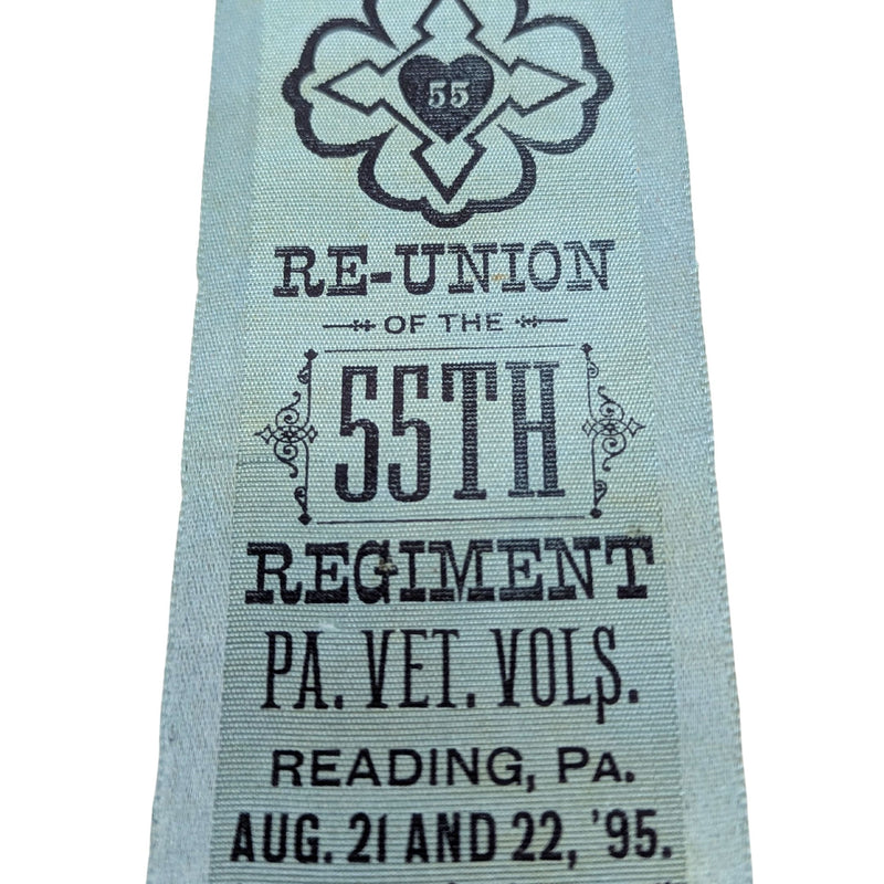 1895 Civil War 55th Pennsylvania Infantry Regiment Reunion Ribbon, Noah Lohr
