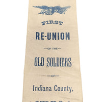 1886 Civil War Veteran Ribbon Indiana County PA 55th Penn Infantry Wounded