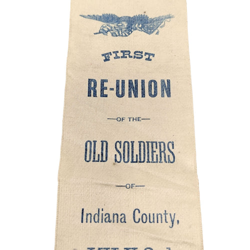 1886 Civil War Veteran Ribbon Indiana County PA 55th Penn Infantry Wounded