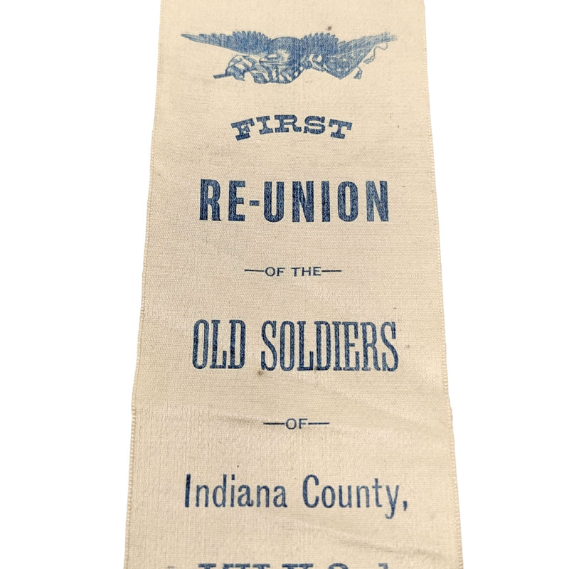 1886 Civil War Veteran Ribbon Indiana County PA 55th Penn Infantry Wounded