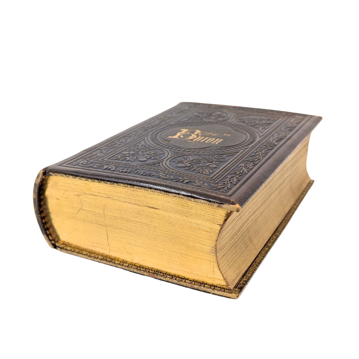 Antique 1863 Works of Lord Byron Leather Bound Suppressed Poems, Gilt Edge
