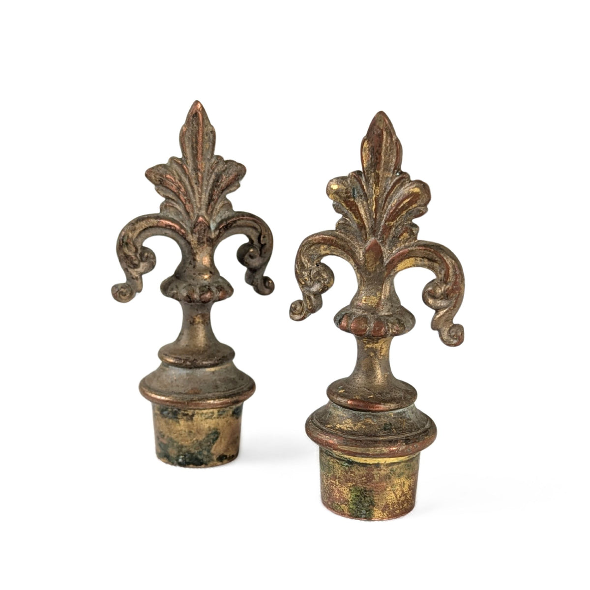 Antique Pair of 5-Arm Brass Candelabra, 19th c. Rococo Revival