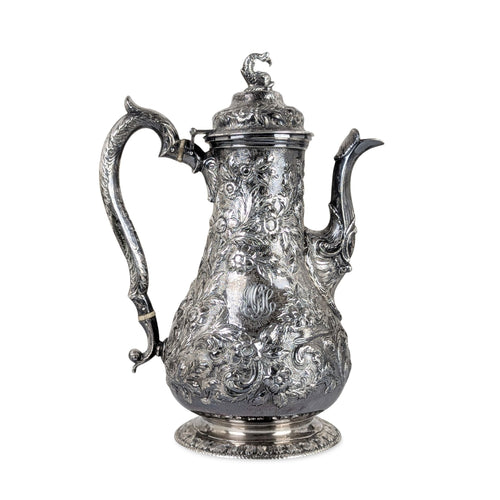 S. Kirk & Son "Repousse" 4pc Sterling Silver Tea/Coffee Service, Figural Dolphin