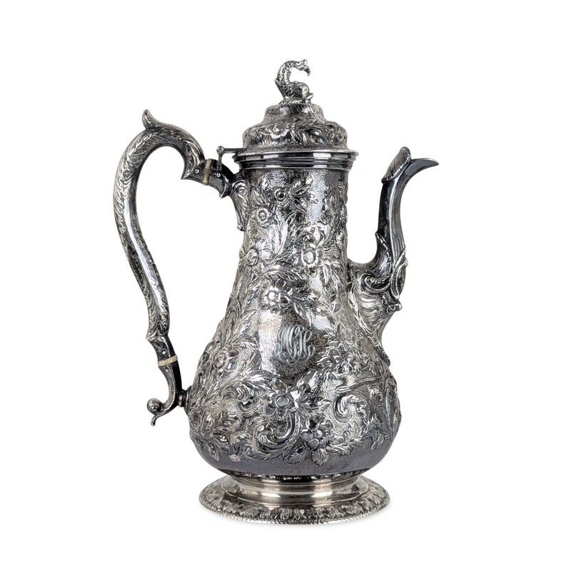 S. Kirk & Son "Repousse" 4pc Sterling Silver Tea/Coffee Service, Figural Dolphin