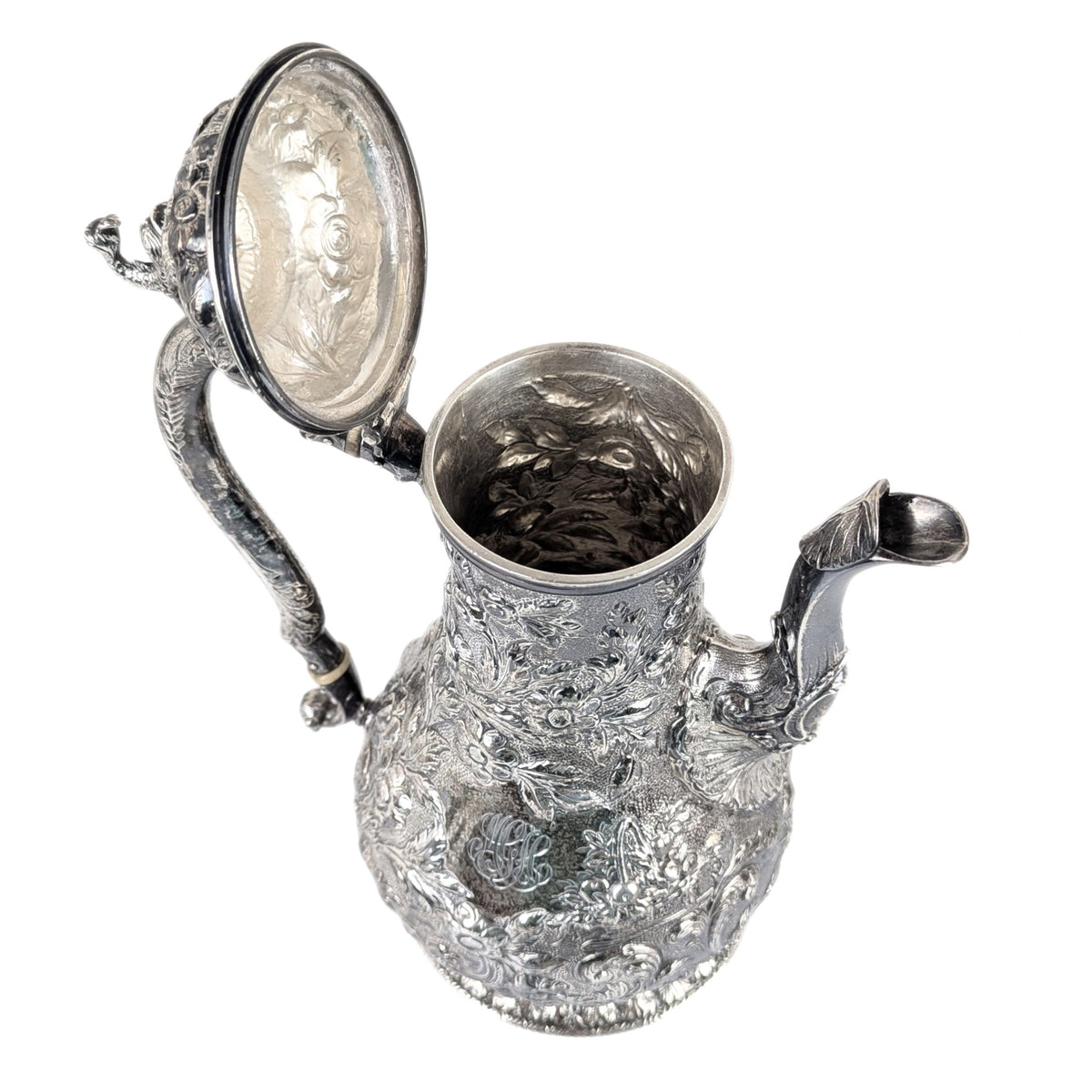 S. Kirk & Son "Repousse" 4pc Sterling Silver Tea/Coffee Service, Figural Dolphin